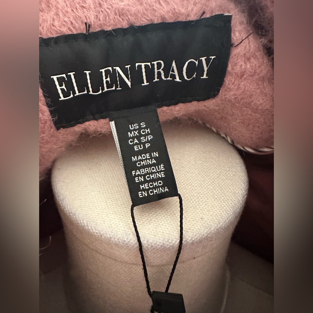 ELLEN TRACY Blazer 2-Button Coat Jacket Pink Flat Boucle Sz Small $229 MSRP NWT - Picture 8 of 11